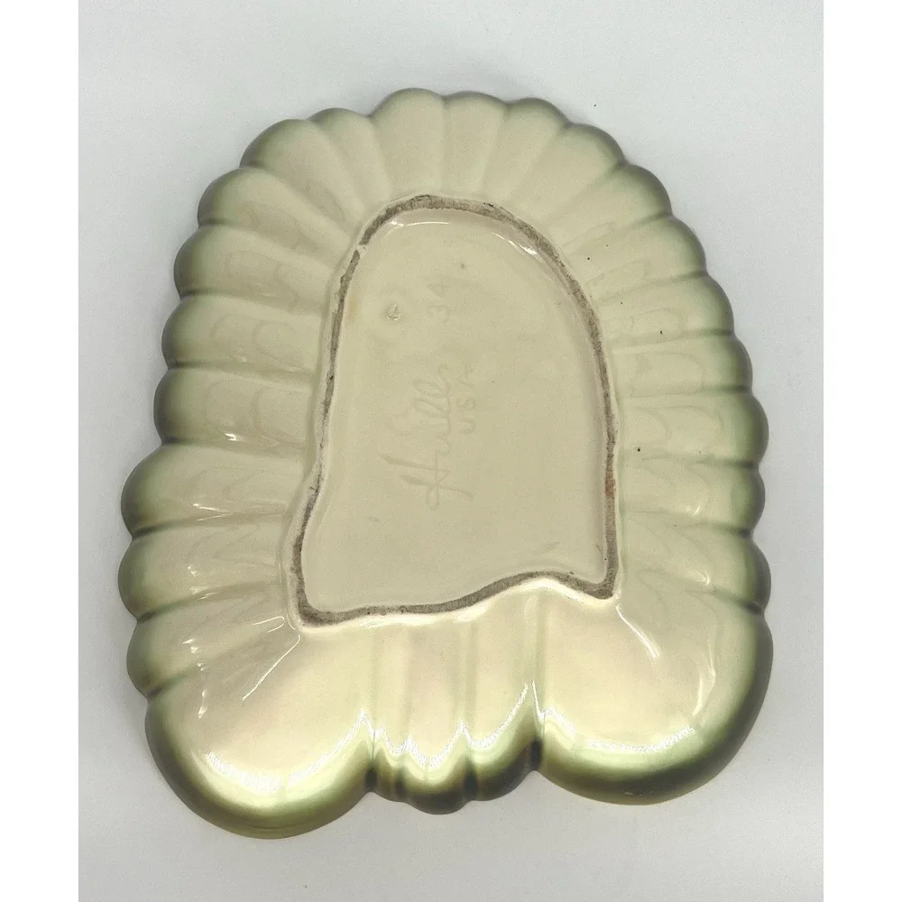 HULL Vtg Avocado Ombre Green #34 Platter Bowl Scalloped Edges Signed USA 10